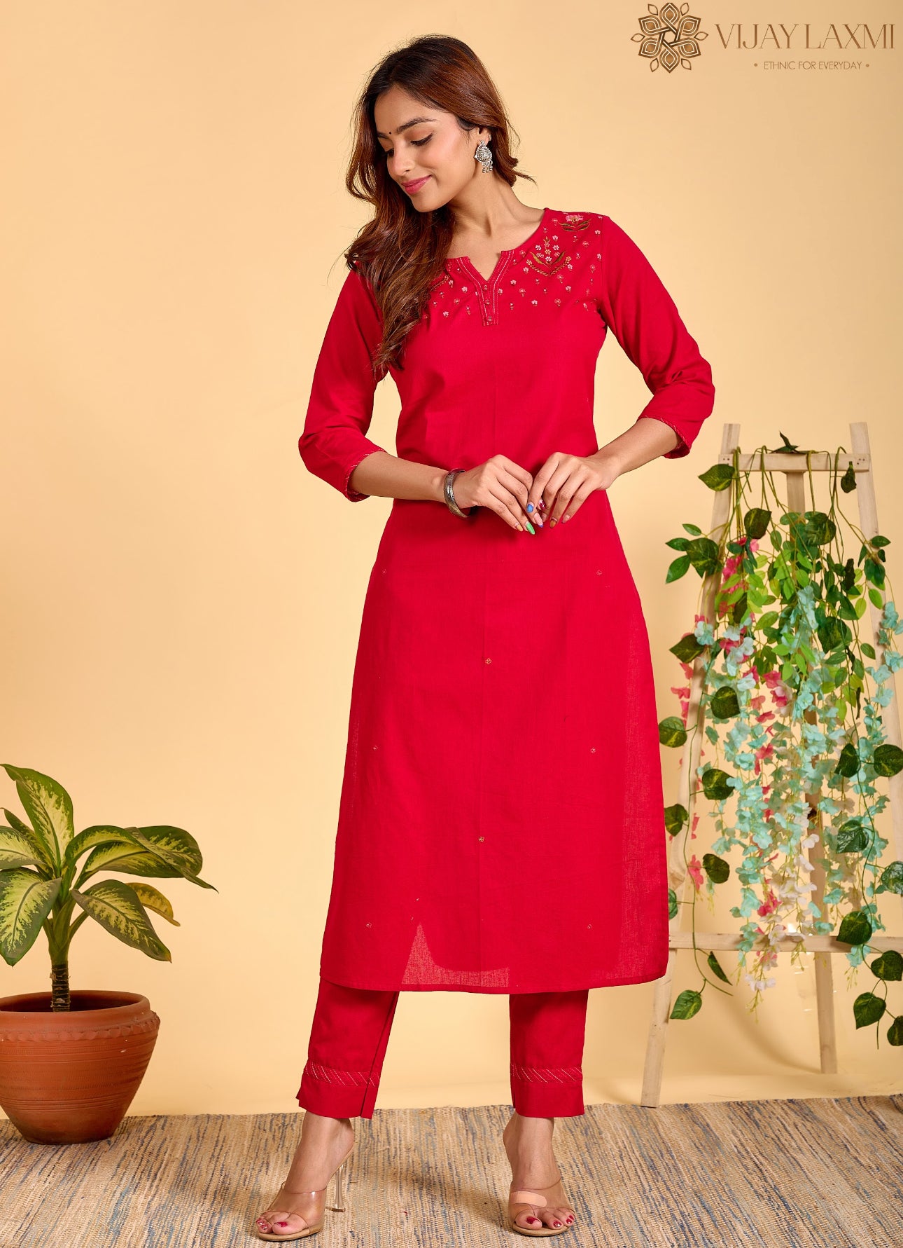 Red Mul Mul cotton Suit