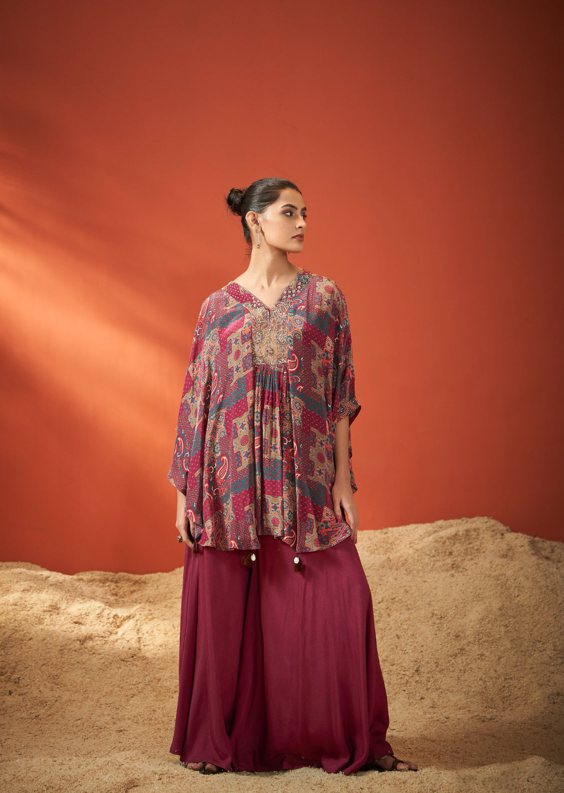 Pure crepe kaftan dress for Women