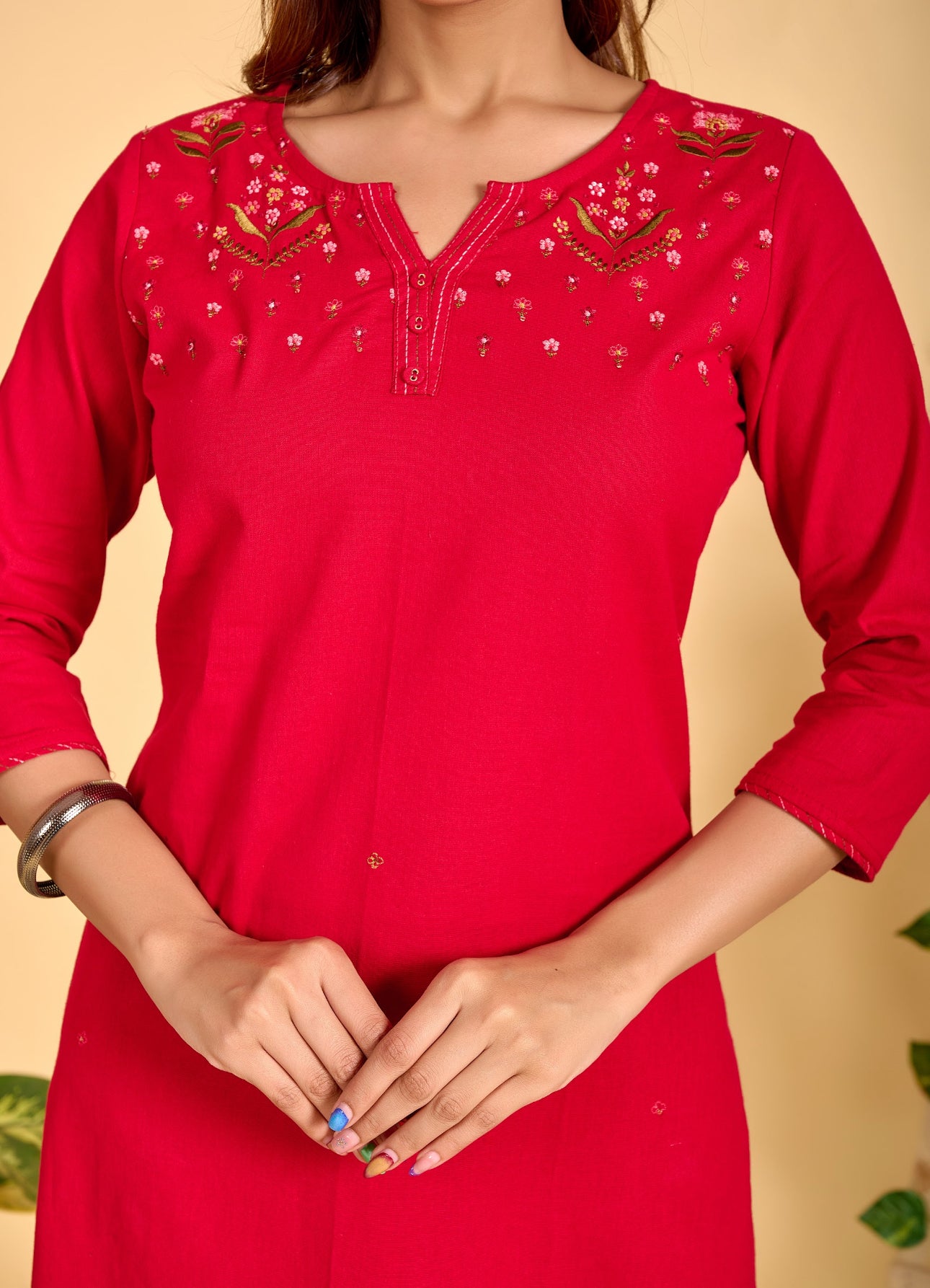 Red Mul Mul cotton Suit