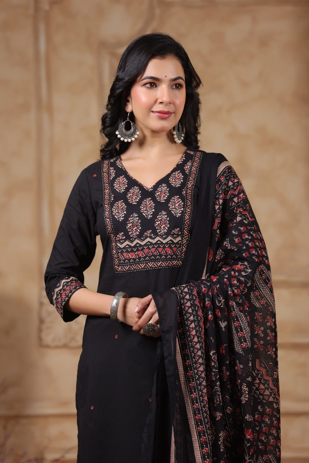 Ajrakh Printed Cotton Suit For Women