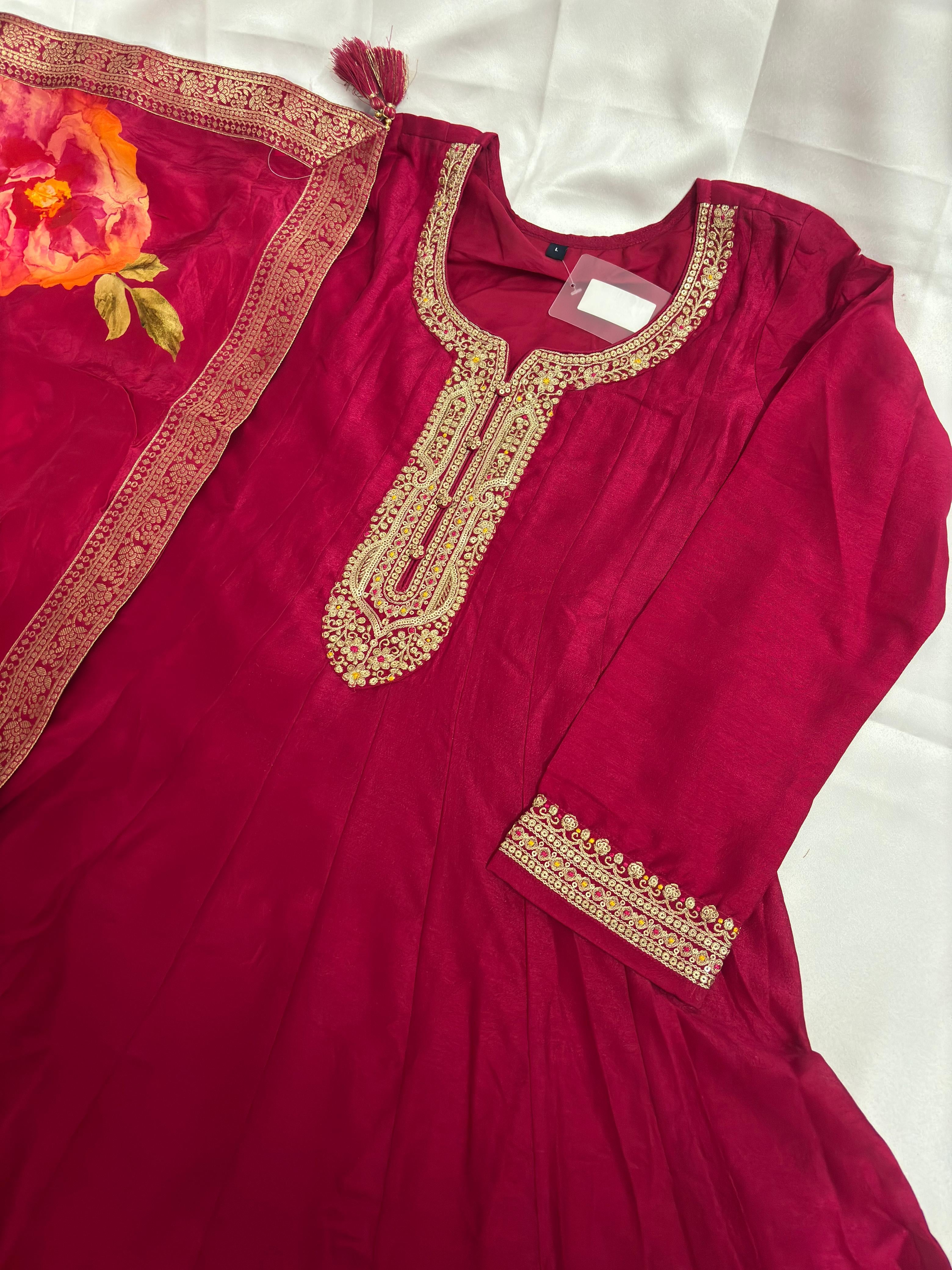 Dola Silk Party wear Frock Suit