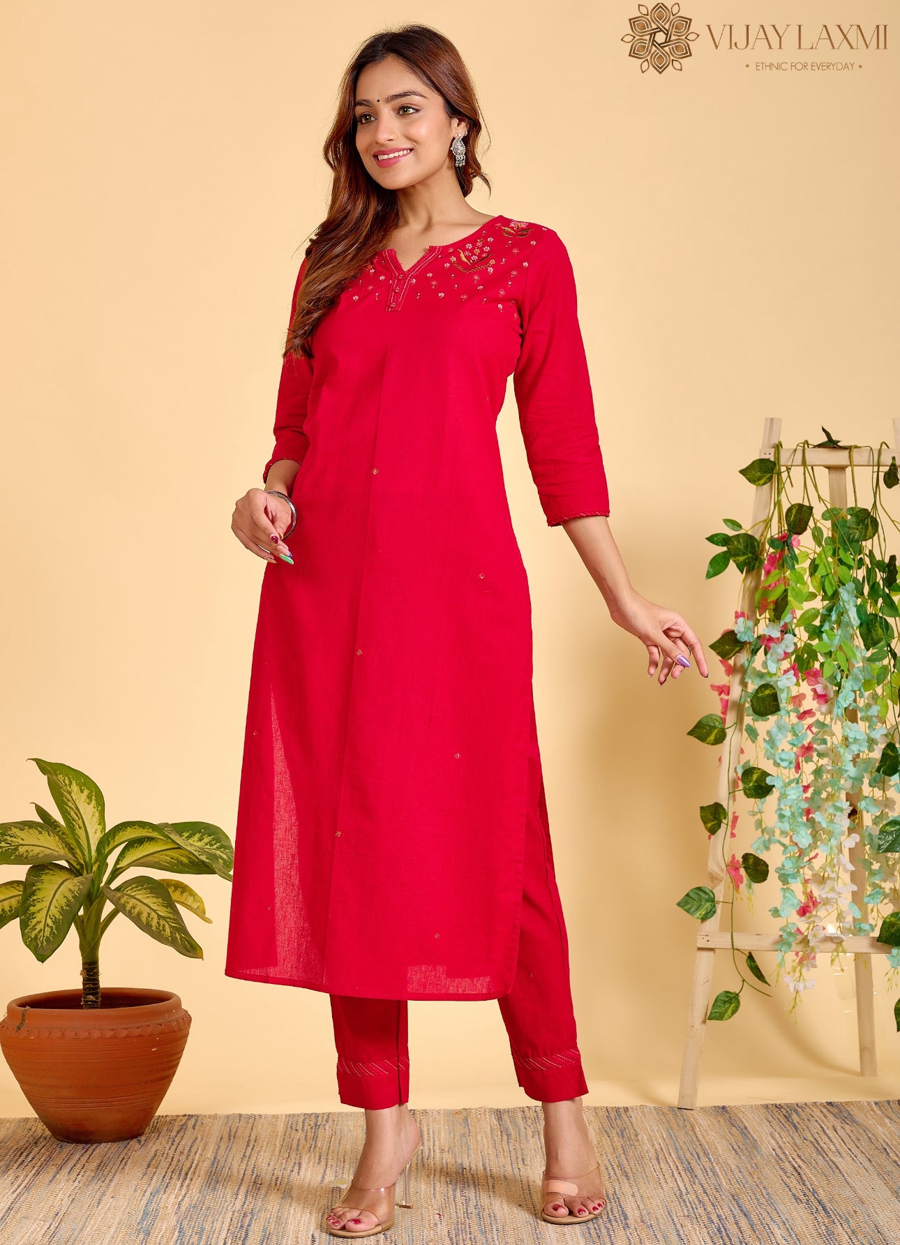 Red Mul Mul cotton Suit