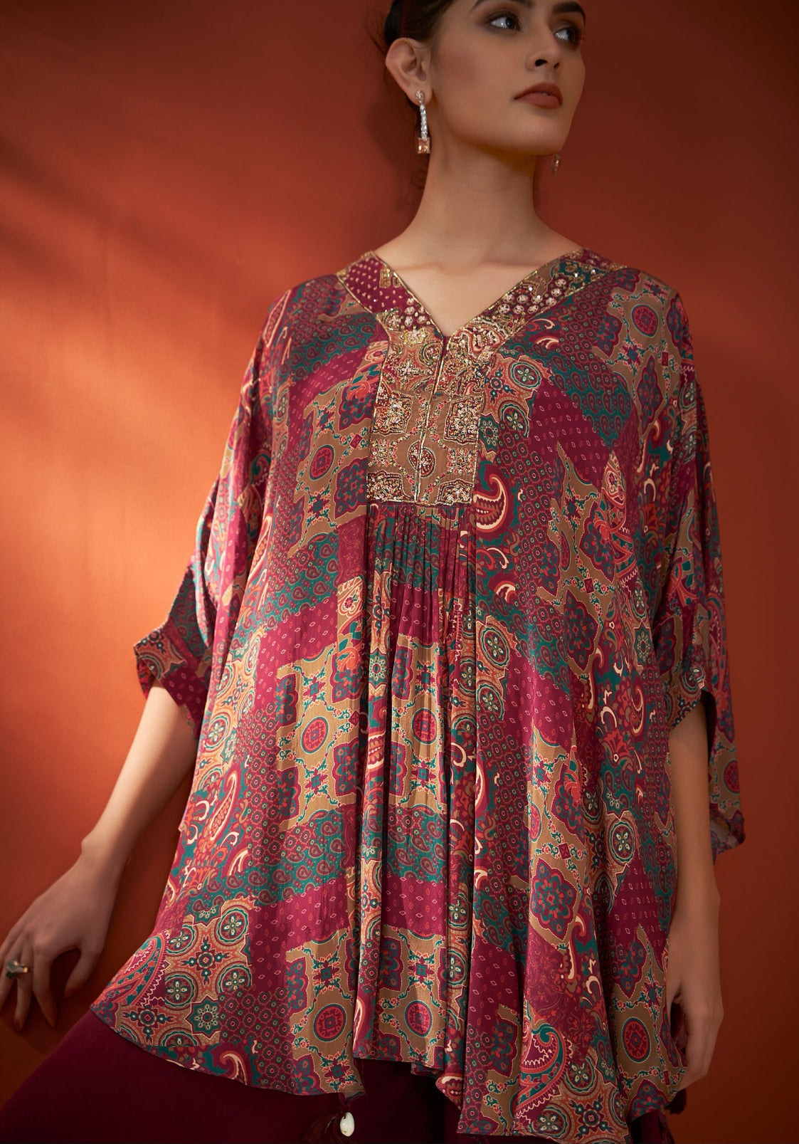 Pure crepe kaftan dress for Women