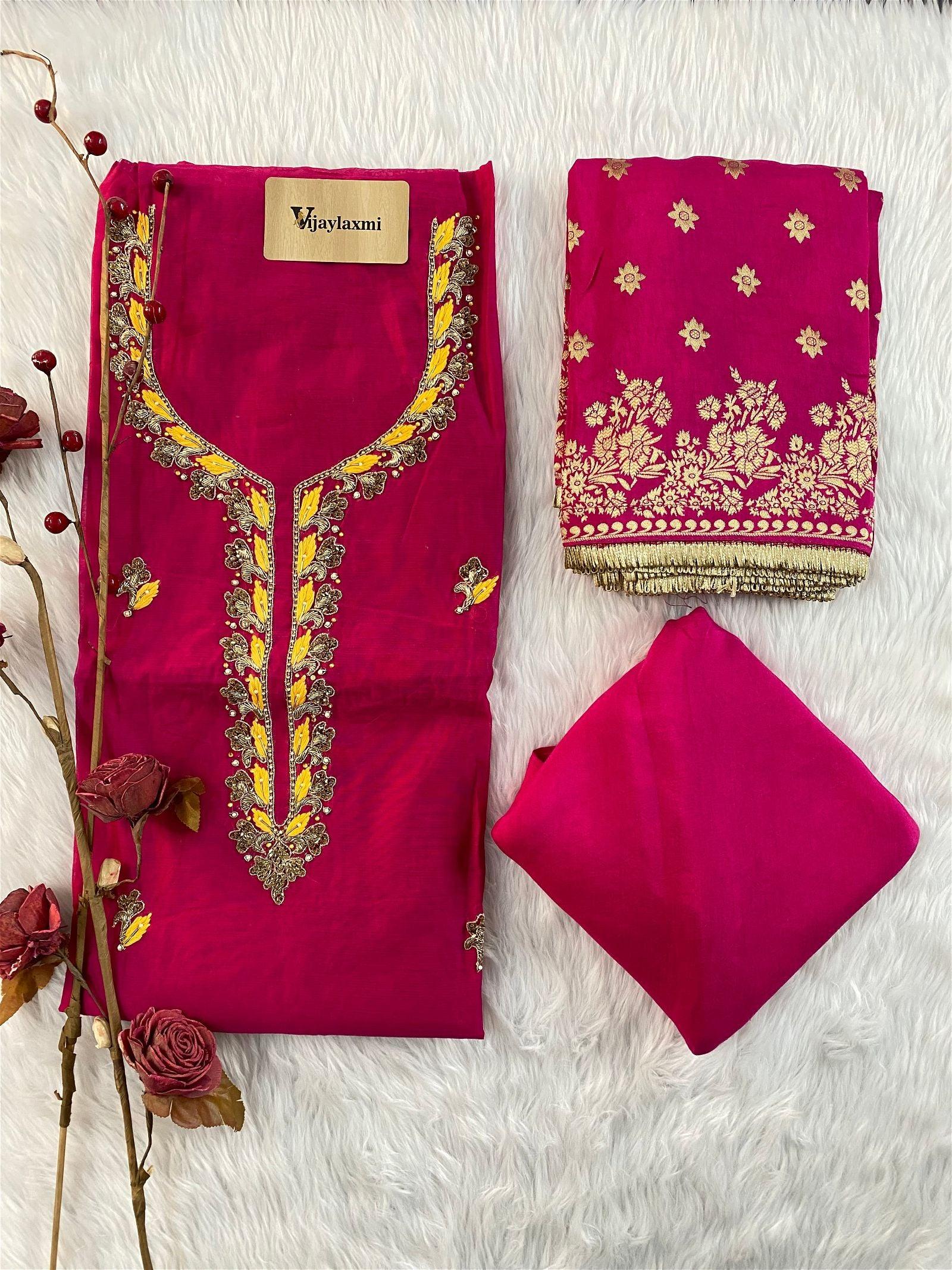 CHANDERI UNSTITCHED SUIT - Vijay Laxmi