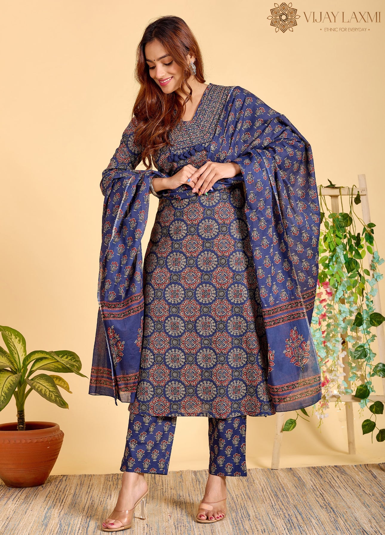 Ajrakh Printed Cotton Suit For Women