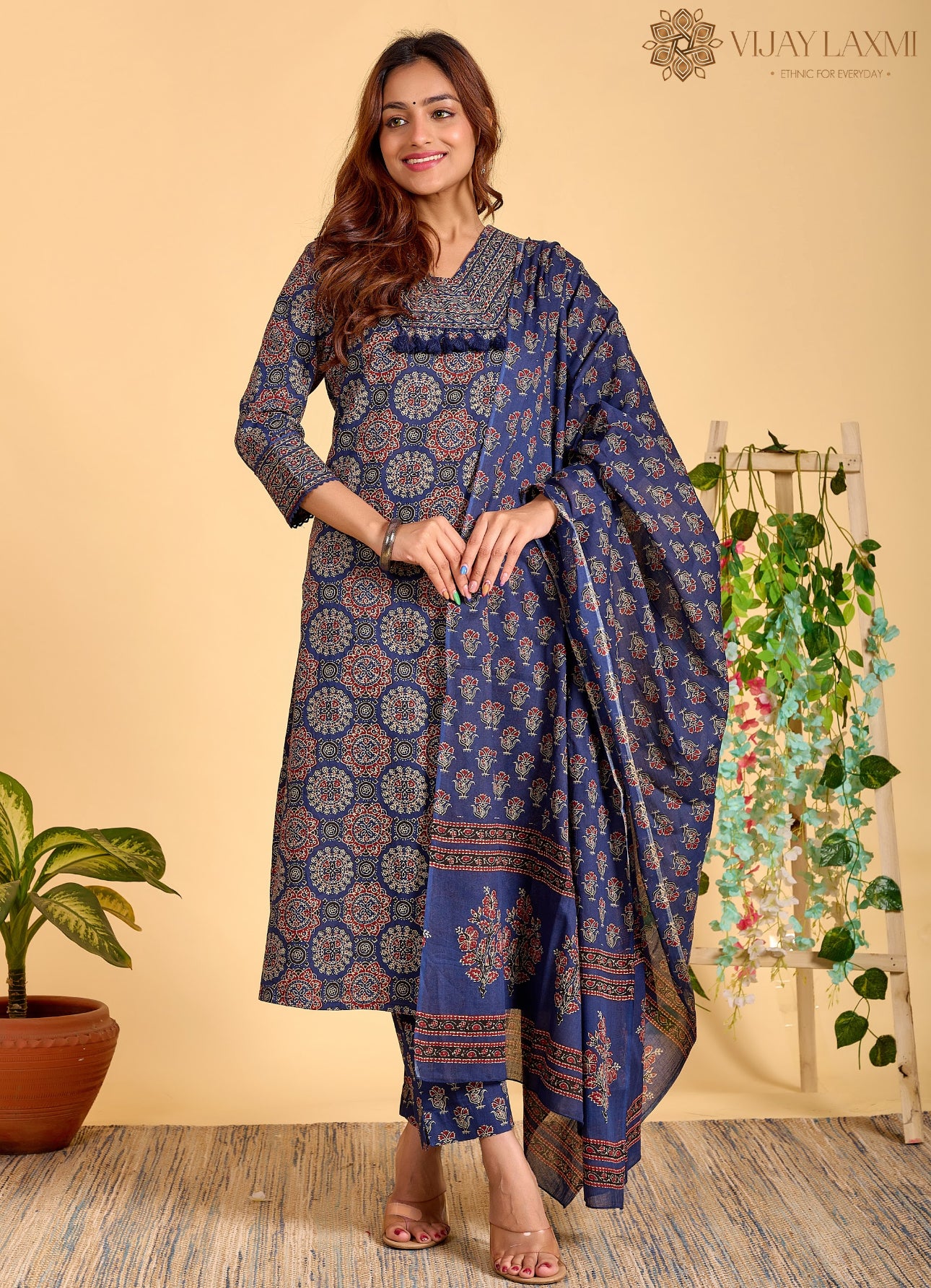 Ajrakh Printed Cotton Suit For Women