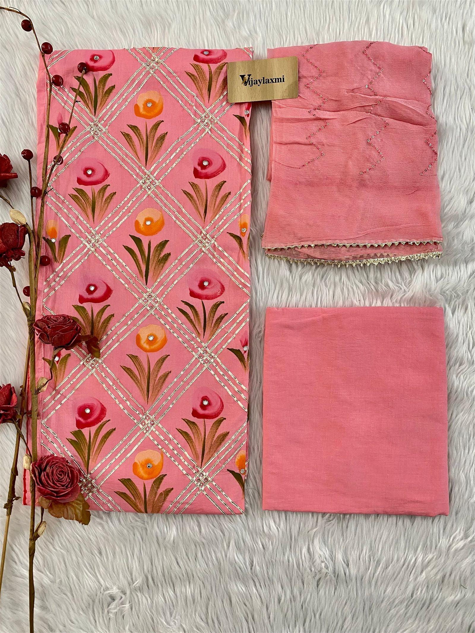 HANDPAINT COTTON UNSTITCHED SUIT - Vijay Laxmi