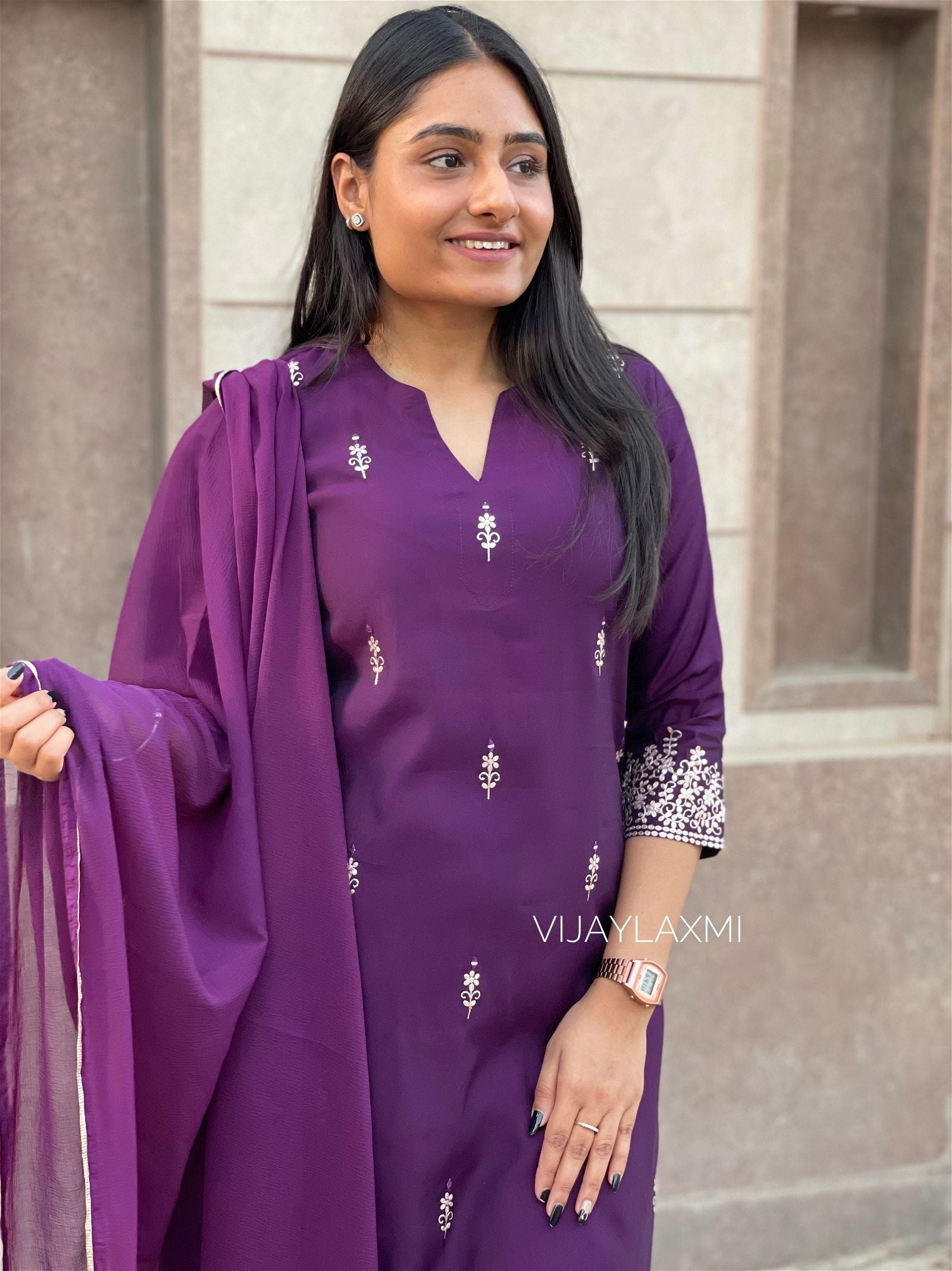 Purple Modal Suit Set PPL01 - Vijay Laxmi