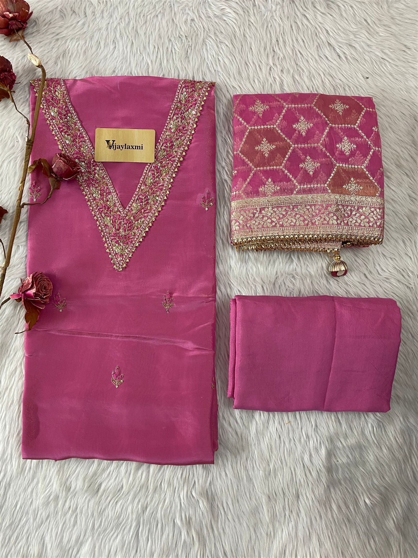 banarsi  silk unstitched suit - Vijay Laxmi